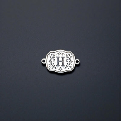Sterling Silver Personalized Floral Belt Buckle Connector Charm  Western Name Jewelry Link for Custom Designs