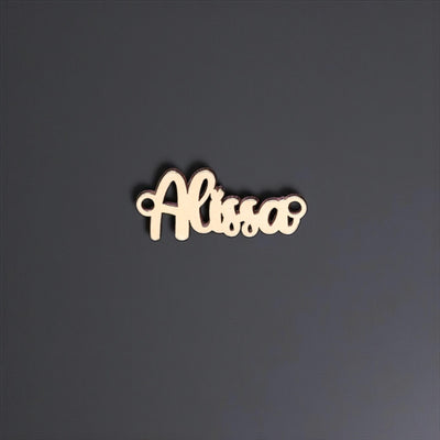 Love Font Custom Script Name or Word Charm  Sterling Silver, Gold Filled, Rose  Personalized Connector for Necklaces & Bracelets