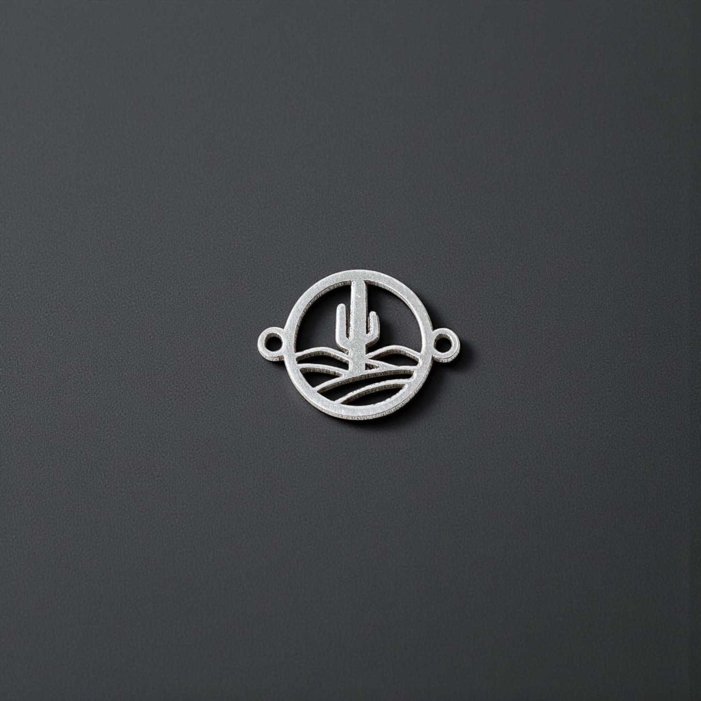 Desertscape Connector Charm  Southwestern Jewelry Link with Saguaro Cactus Design  Sterling Silver or 14k Gold Filled