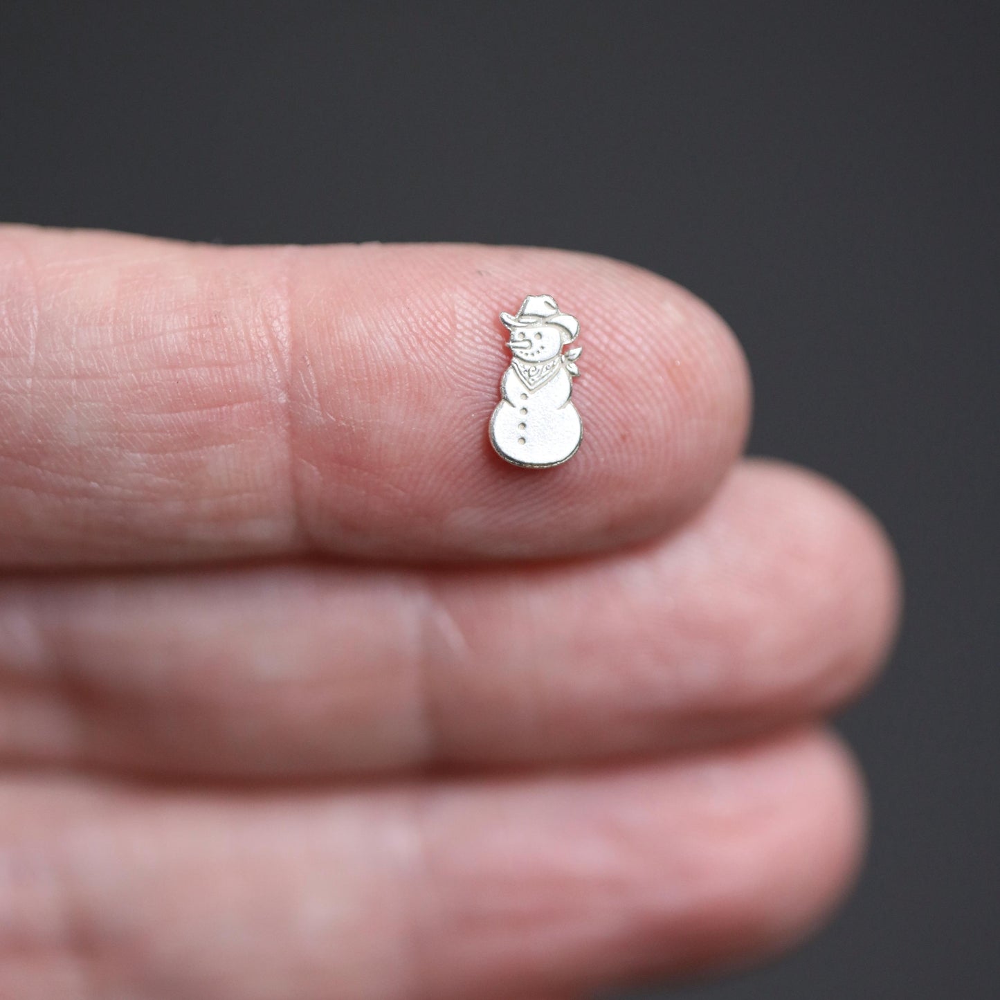 Sterling Silver Cowboy Snowman Accent Charm  Solderable Embellishment for Western Holiday Jewelry Designs