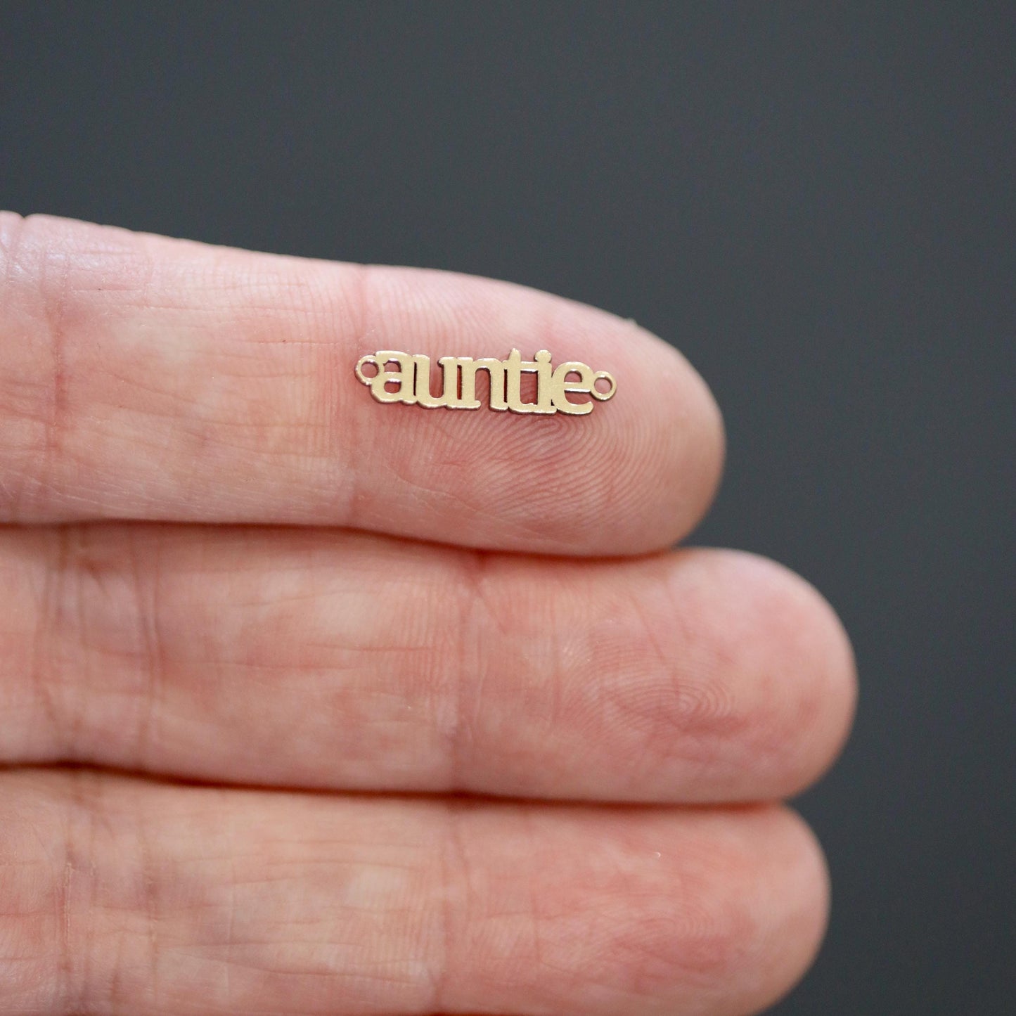 Auntie Script Connector Charm  Family Name Jewelry Link for Bracelets and Necklaces  Sterling Silver or 14K Gold Filled