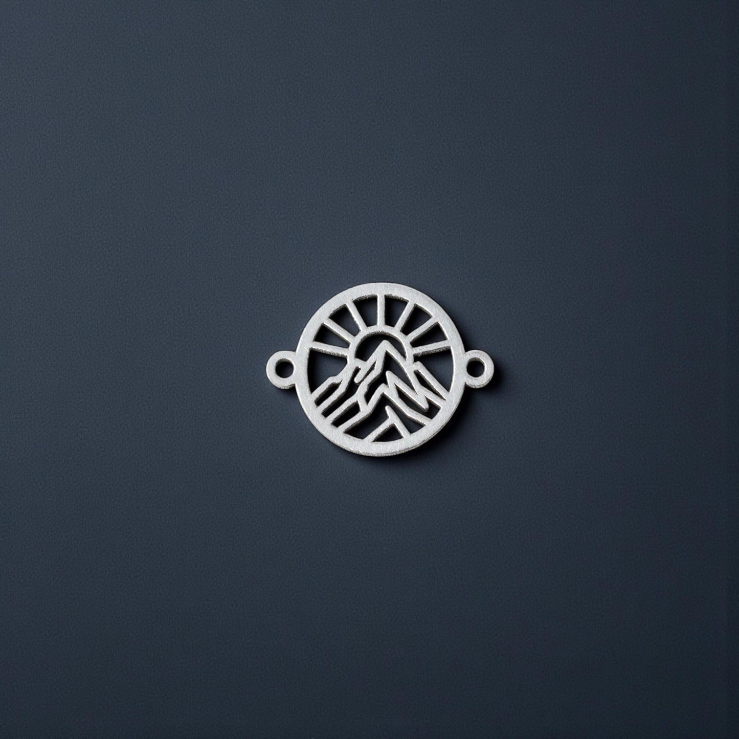 Mountain with Radiant Sun Cutout Connector  Nature Jewelry Link for Handmade Bracelets and Necklaces  Sterling Silver or Gold Filled