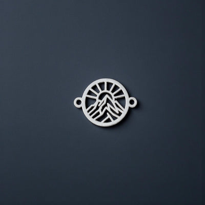 Mountain with Radiant Sun Cutout Connector  Nature Jewelry Link for Handmade Bracelets and Necklaces  Sterling Silver or Gold Filled