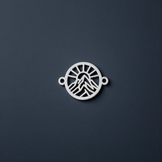 Mountain with Radiant Sun Cutout Connector  Nature Jewelry Link for Handmade Bracelets and Necklaces  Sterling Silver or Gold Filled