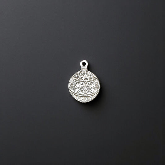 Sterling Silver Christmas Ornament Dangle Charm  Festive Holiday Jewelry Accent for Bracelets and Necklaces