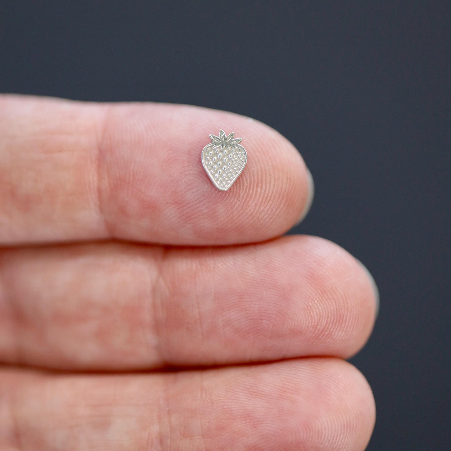 Sterling Silver Strawberry #2 Accent Charm  Solderable Jewelry Embellishment  Fruit Accent Component  Sterling Silver Findings