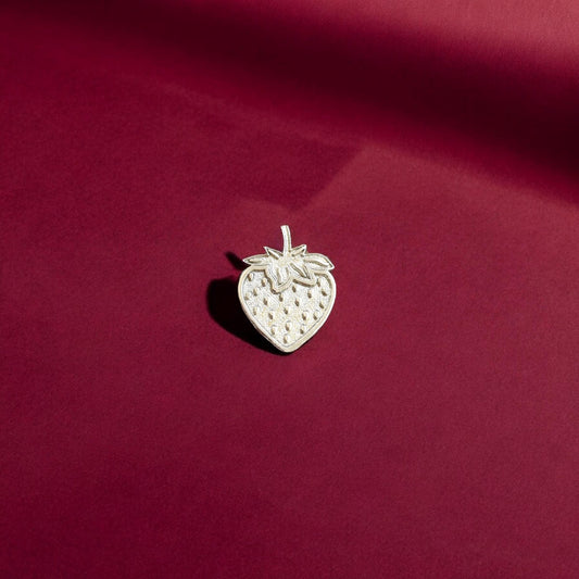 Strawberry #1 Accent Charm Solderable Jewelry Embellishment Fruit Accent Component Sterling Silver Findings