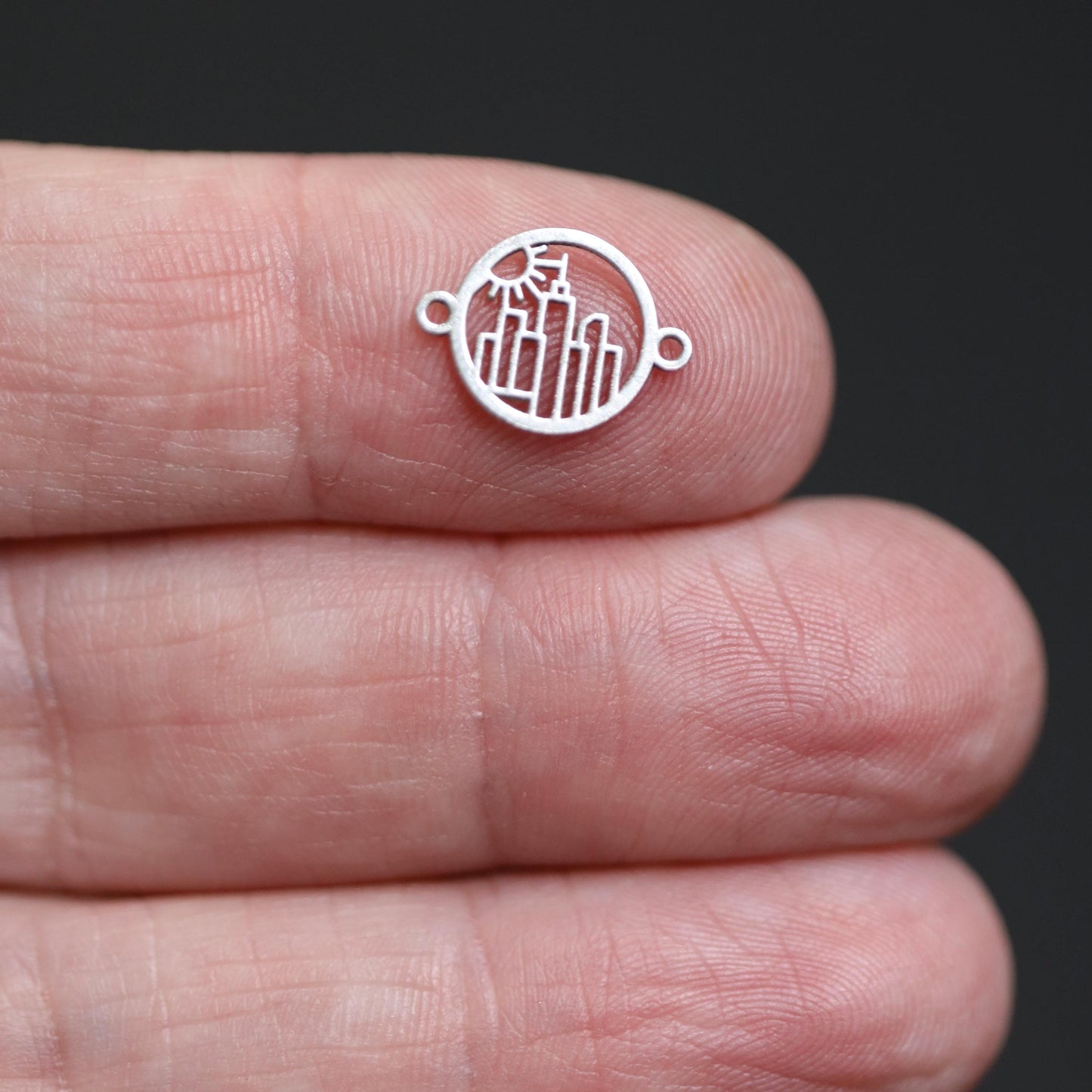 Cityscape Connector Charm  Skyline Jewelry Link for Handmade Bracelets and Necklaces  Sterling Silver or 14K Gold Filled