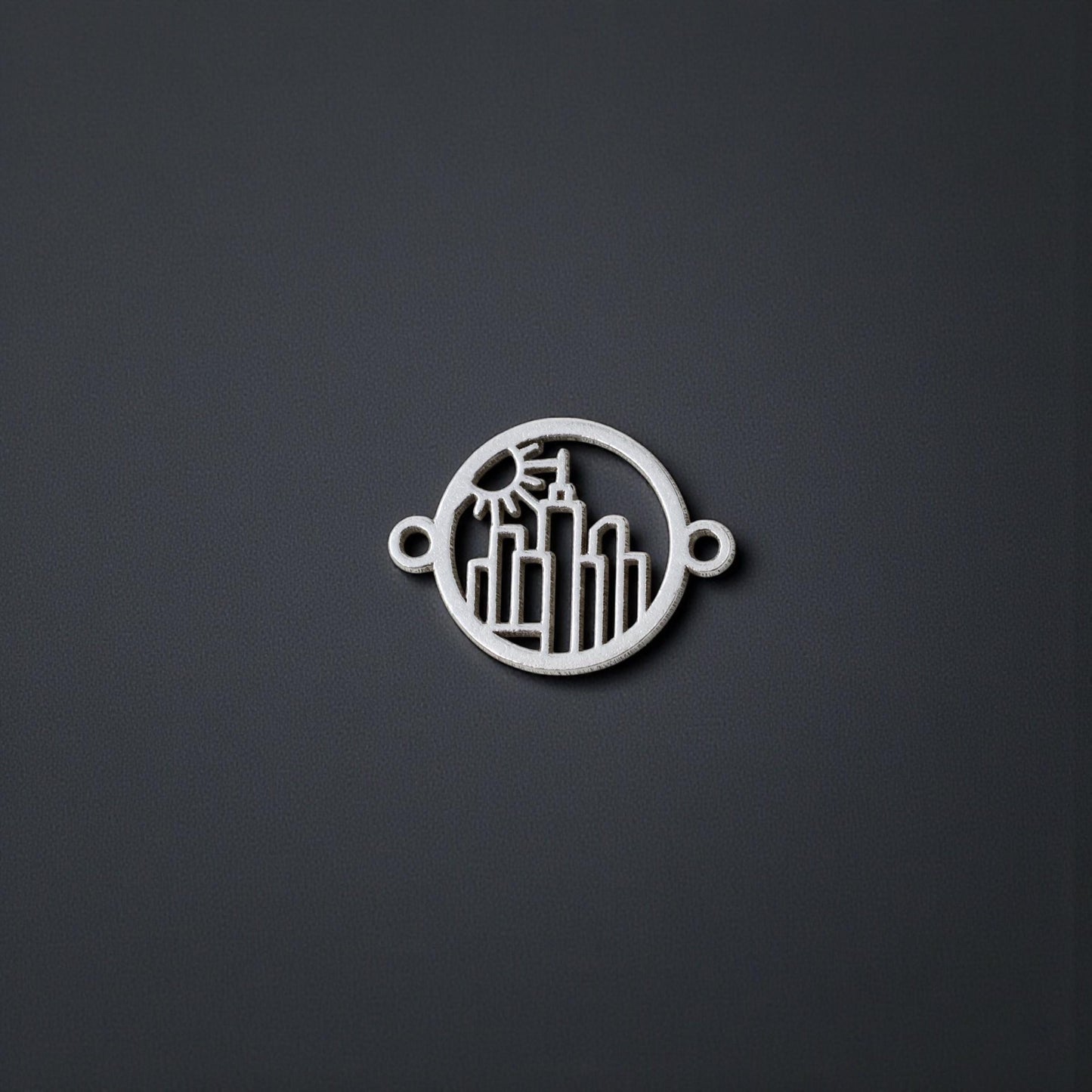 Cityscape Connector Charm  Skyline Jewelry Link for Handmade Bracelets and Necklaces  Sterling Silver or 14K Gold Filled