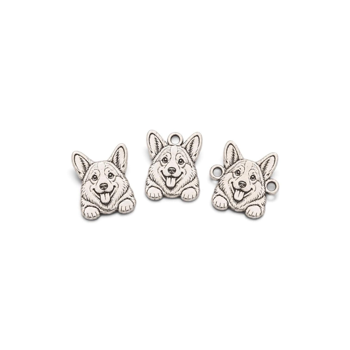 Corgi Dog Face Charm, Connector & Accent