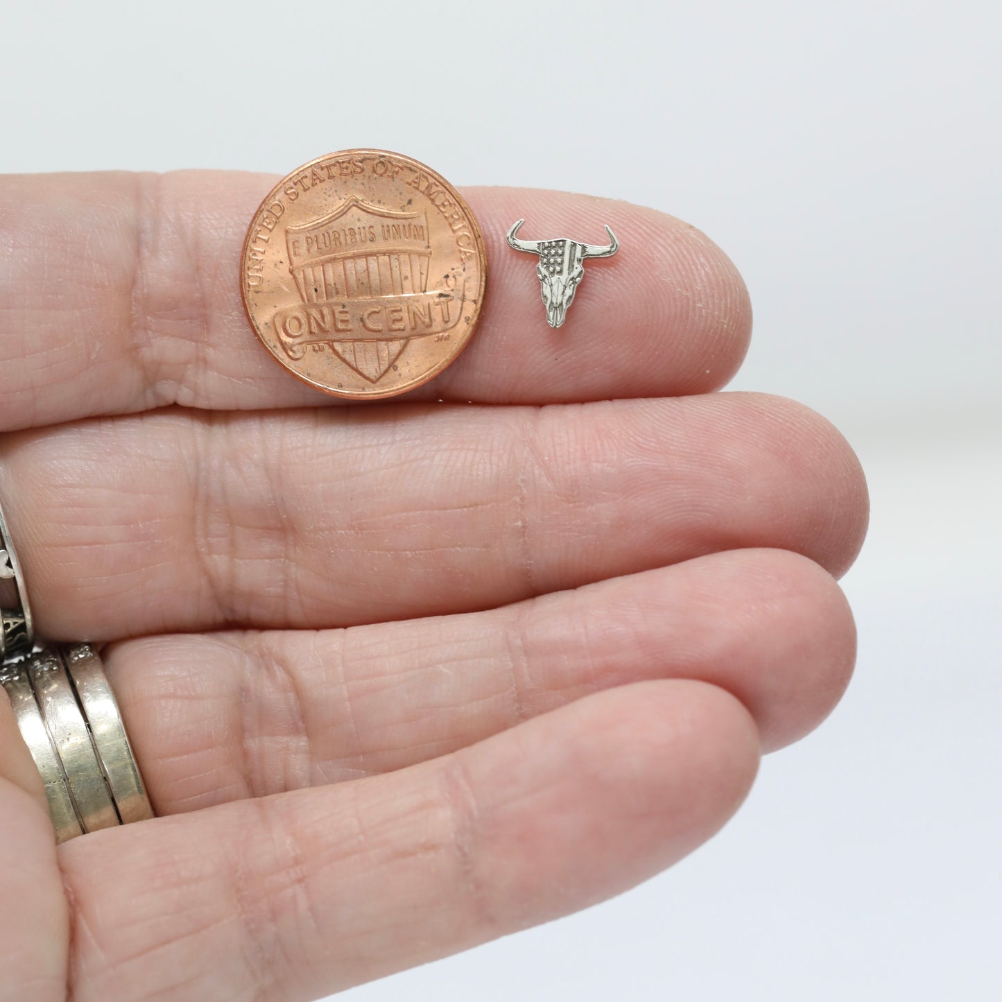 Longhorn with USA Flag Accent Charm Findings & Embellishments for Soldering or Jewelry Making in Sterling Silver